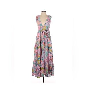 Banjanan pink tropical floral maxi dress
